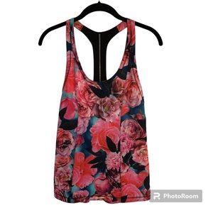 Lululemon Womens Size 6 Secret Garden Rose Pink Black Singlet Tank Top